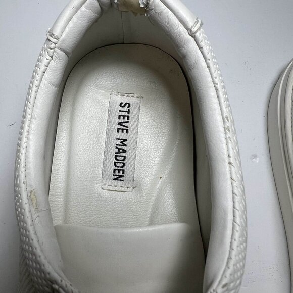 Steven Madden Sneakers Mens Size 12M White Prighton Lace Up Leather Low Top - Picture 3 of 12
